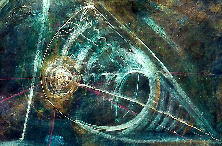 5D nr 250 Matter Energy detail acrylic on 2 sides painted unframed canvas 232 x 168 cm 2000 2